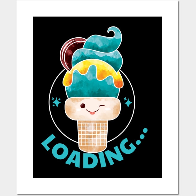 Summer Cone Loading Cute Ice Cream Face Wall Art by Artisan